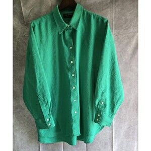 Lane Bryant Womensplus Size Button Up Sz 22/24 St. Patrick's Day 55% Linen